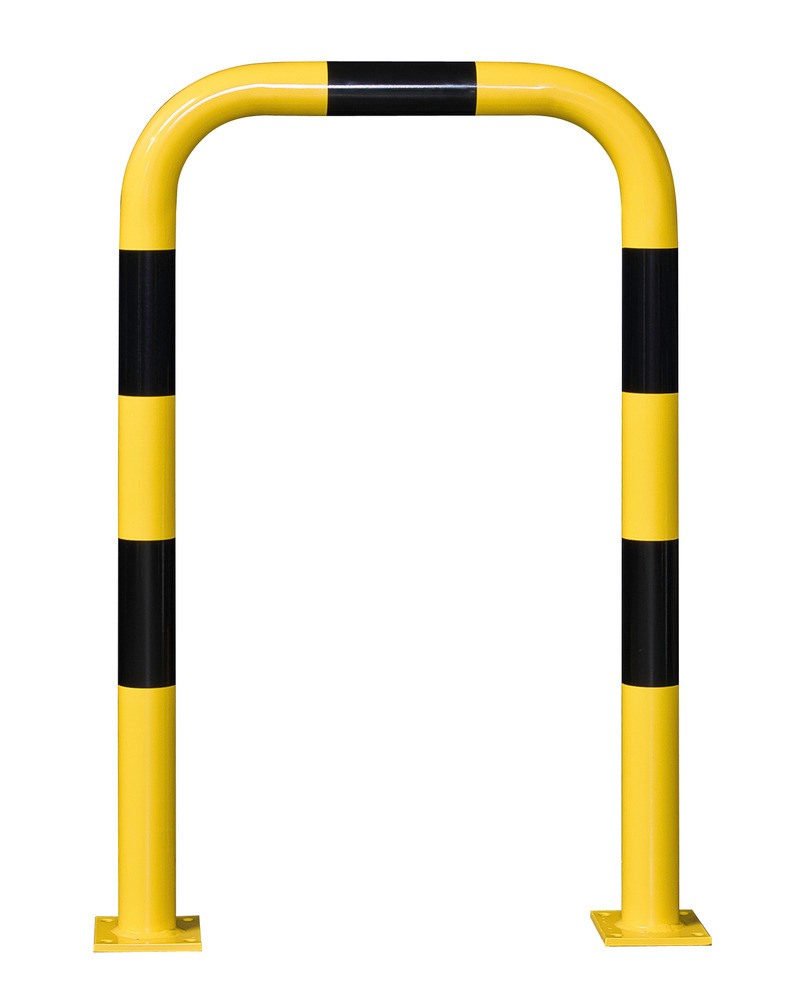 Påkörningsbygel R 12.7 för utomhusbruk, 750 x 1200 mm, varmförzinkad och lackerad, gul/svart
